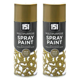 2X 151 Gold Metallic Spray Paint 400ml Spray Paint